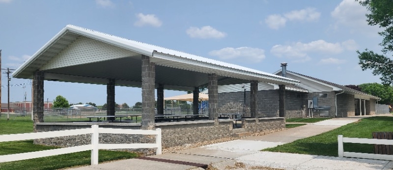 The Atkinson City Park features two covered park shelters. The one pictured here is located west of the swimming pool complex.