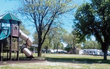 A large playground is located near the campground.