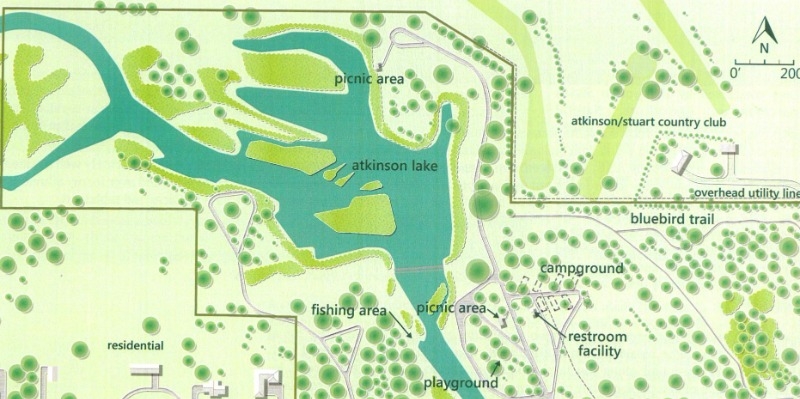 An aerial map of Atkinson Mill Race Park and Campground.