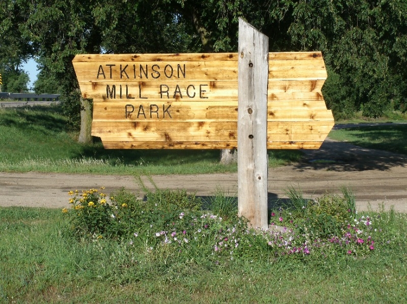 Atkinson Mill Race Park entrance sign.