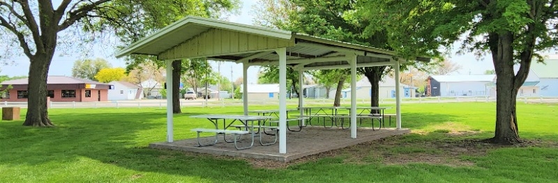 The Atkinson City Park features two covered park shelters. The one pictured here is located east of the park house.
