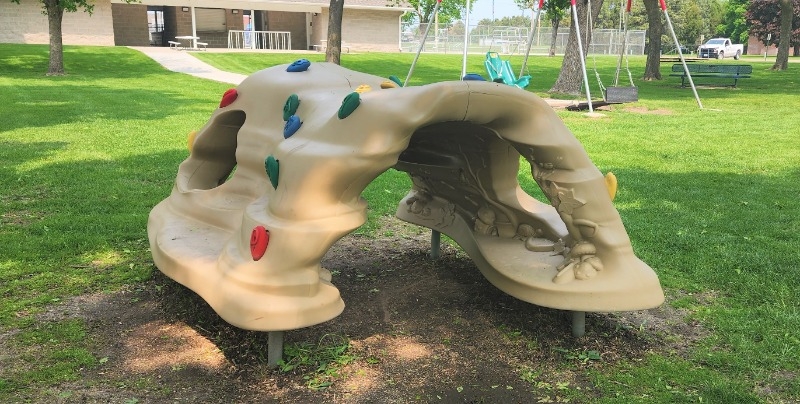 The Atkinson City Park features a small climbing rock structure for all ages to enjoy.