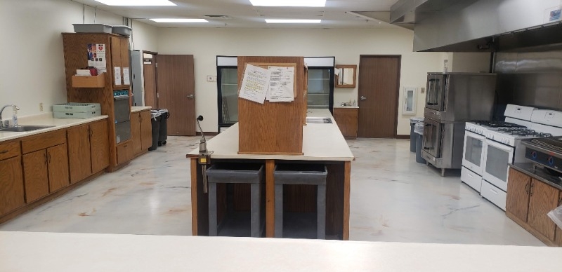 View of the kitchen at the community center.